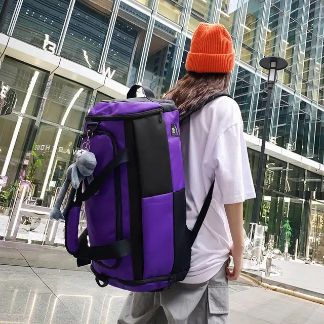 醇龙 简约多功能干湿分离百搭休闲撞色设计短途旅游时尚百搭 牛津布 旅行包 男女同款情侣款 蓝/灰/粉/青绿/黑/红/黄/紫
