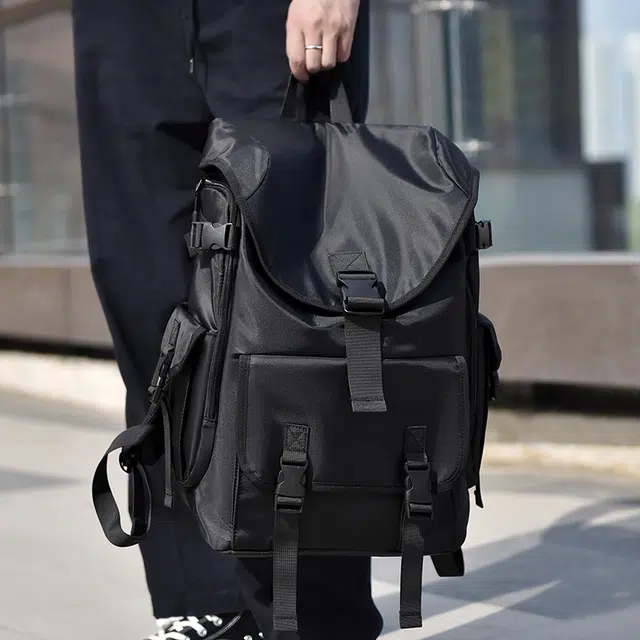茵初 英龙风休闲旅游商务出差 尼龙 双肩包 男女同款情侣款 黑色/灰色/蓝色