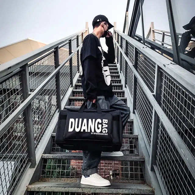 茵初 简约百搭时尚健身旅行 牛津布 手提包 常规 男女同款情侣款 黑色