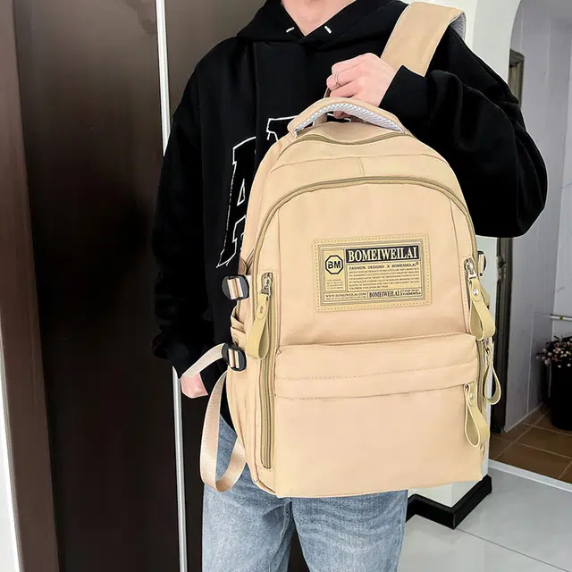 醇龙 初中高中生大容量轻便耐脏学生旅行 双肩包 男女同款情侣款 尼龙 多色
