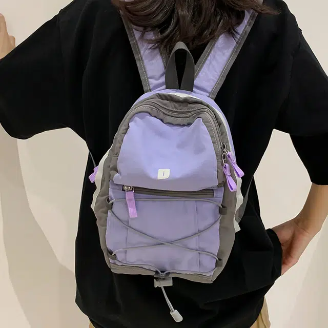 醇龙  潮牌三色双肩包撞色简约拼色复古轻便情侣背包 尼龙 男女通用情侣 多色