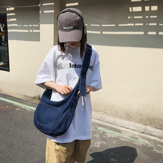 醇龙 小众设计韩版口袋 牛仔布 单肩包 常规 女款 黑/深蓝/浅蓝