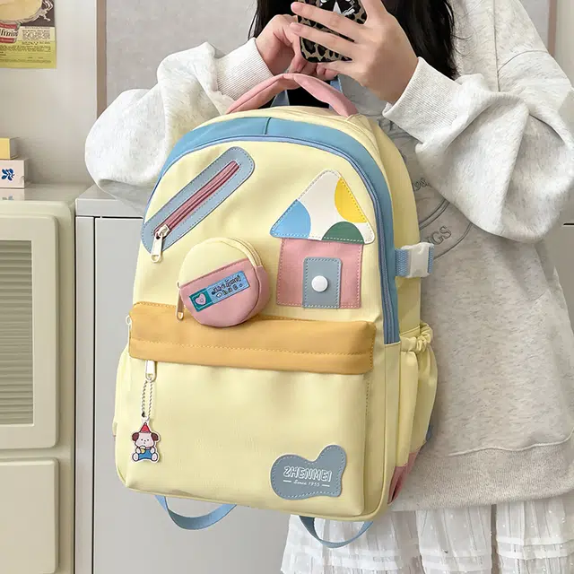 茵初 简约大容量韩季时尚开学生流行初高中纯色包版 尼龙 双肩包 常规 男女同款情侣款 多色