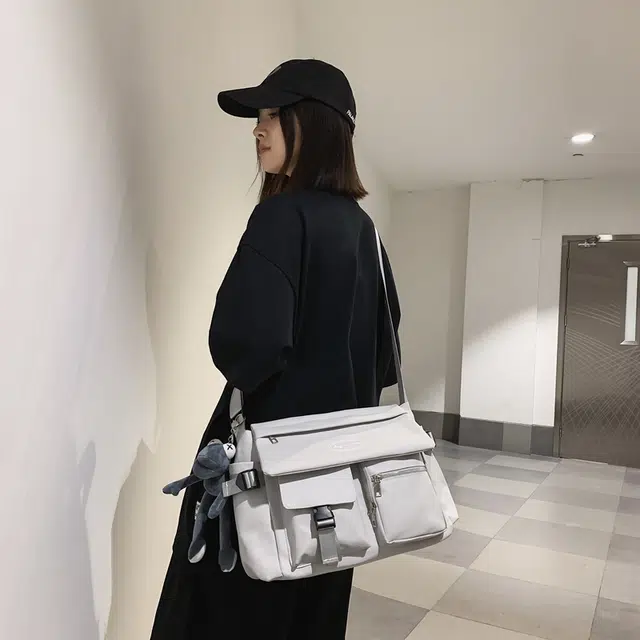 醇龙 学生补课书包手提挎包单肩包斜挎包 尼龙 男女通用 黑色/浅灰色