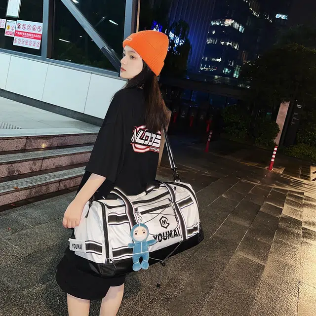 醇龙 多功能大容量轻便 尼龙 旅行包 男女同款情侣款 黄/卡其/粉/黑/白/青绿/蓝