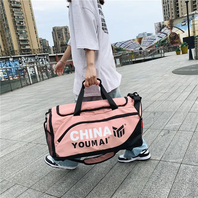 醇龙 小众休闲简约多功能短途旅游时尚百搭 尼龙 旅行包 男女同款情侣款 粉/玫红/卡其/黄/黑/绿