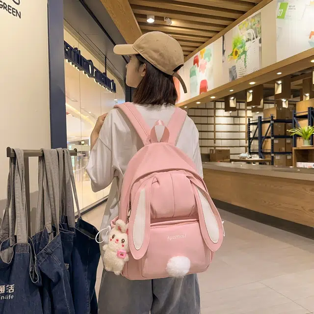 醇龙 韩版学生大容量小清新兔子外出旅行 双肩包 女款 尼龙 多色