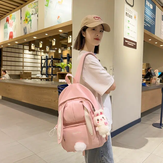 醇龙 韩版学生大容量小清新兔子外出旅行 双肩包 女款 尼龙 多色