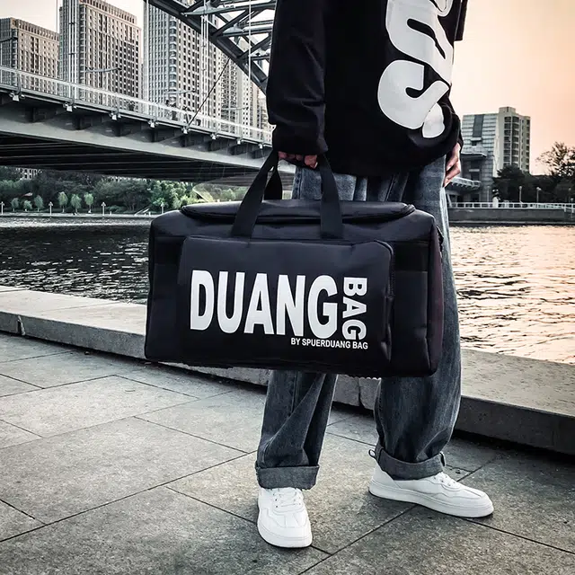 茵初 简约百搭时尚健身旅行 牛津布 手提包 常规 男女同款情侣款 黑色