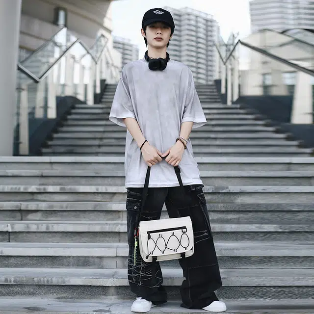 醇龙 时尚休闲原宿工装风 尼龙布 斜挎包 男女同款情侣款 红/卡其/黑/白