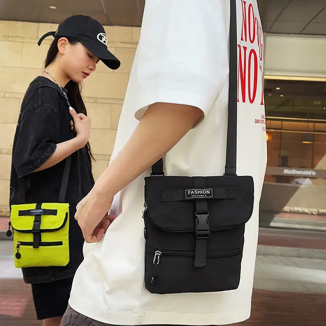 醇龙 时尚小包单肩手机小包胸包户外通勤胸包 尼龙 斜挎包 男女同款情侣款 黑色 黄色 桔色 荧光绿 军绿