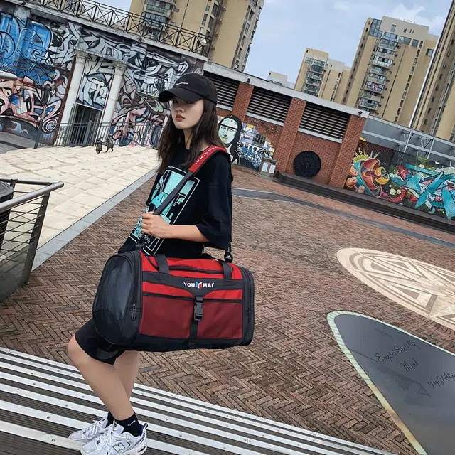 醇龙 多功能大容量干湿分离 尼龙 旅行包 常规 男女同款情侣款 黑色/红色/黄色/粉色/绿色/卡其色