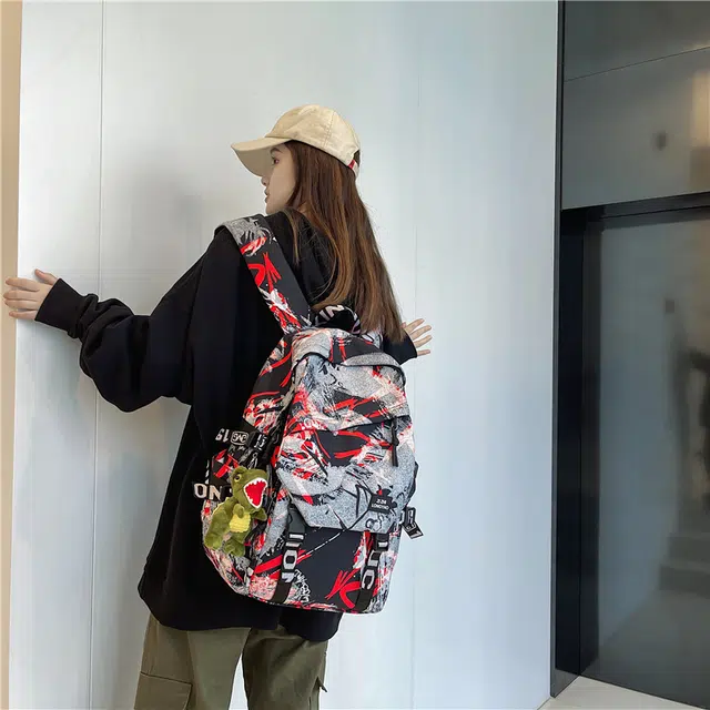 醇龙 涂鸦学生时尚潮流 尼龙 双肩包 常规 男女同款情侣款 多色
