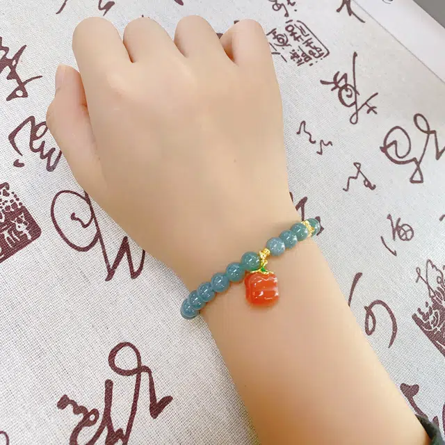 【柿柿如意】 翡丽翠 平安顺遂 新中式翡翠创意玛瑙 好运连连 平安顺遂国潮轻奢小众气质百搭简约风高级感#好运 豆种 手串 女款