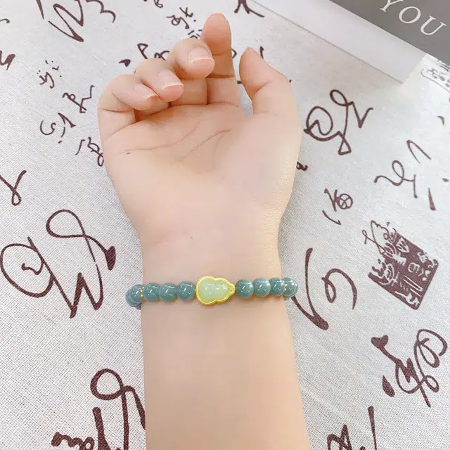 翡丽翠 新中式 福禄吉祥葫芦翡翠手饰 国潮国风简约轻奢小众百搭高级感 #好运 豆种 手串 女款