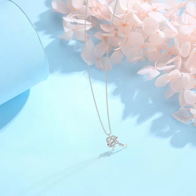 【纯银999】 赛菲尔 爱心 经典百搭小众设计学生日常高级感简约精致轻奢转运约会通勤温柔气质可调节锁骨链 足银 项链 女款