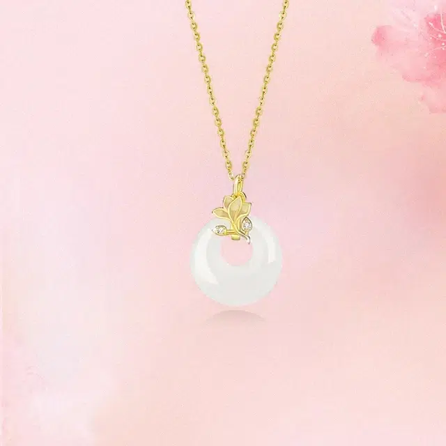 赛菲尔 莲花平安锁 新中式国风轻奢高级优雅 玉髓 玉石项链 男女同款情侣款