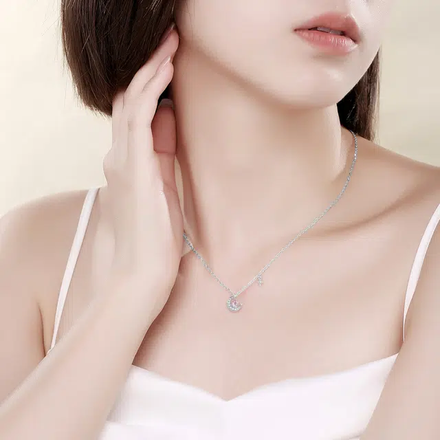 【纯银999】 赛菲尔 星月系列 小众设计经典百搭学生日常简约高级感精致轻奢极简通勤温柔气质可调节锁骨链#好运 足银 项链 女款