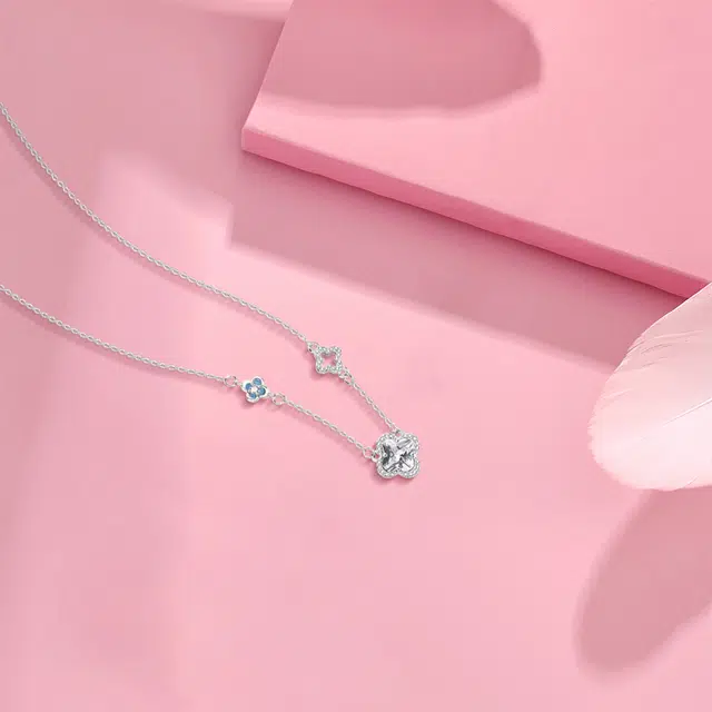 【纯银999】 赛菲尔 星光四叶草 经典百搭小众设计学生日常高级感简约精致轻奢转运约会通勤温柔气质可调节锁骨链 足银 项链 女款
