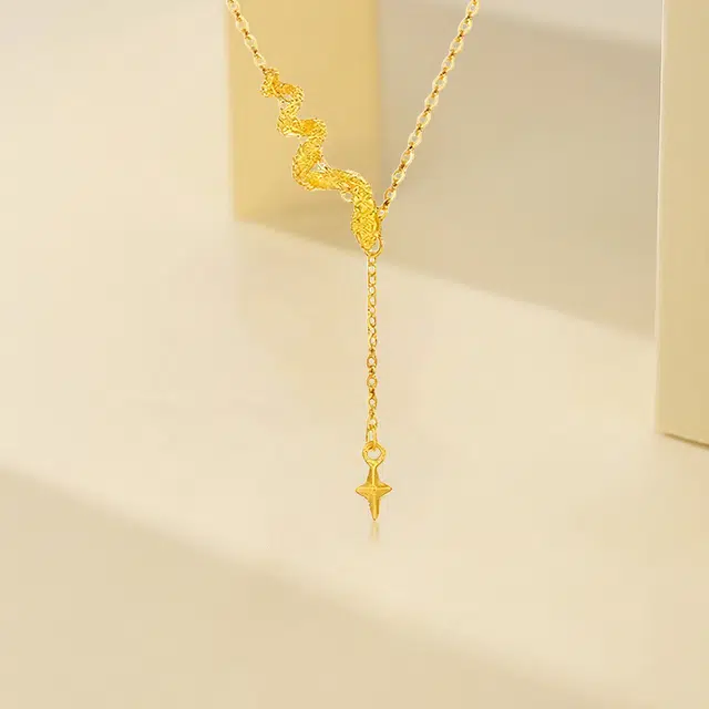 赛菲尔 灵蛇缠绕锁骨链 复古简约四芒星 精致小众简约高级感设计#好运 合金 项链 女款