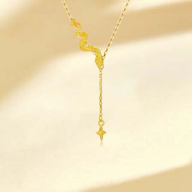 赛菲尔 灵蛇缠绕锁骨链 复古简约四芒星 精致小众简约高级感设计#好运 合金 项链 女款