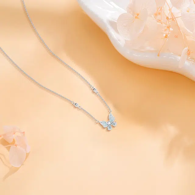 【纯银999】 赛菲尔 蝴蝶星光 小众设计经典百搭学生日常高级感简约精致轻奢转运约会通勤温柔气质可调节锁骨链#好运 足银 项链 女款