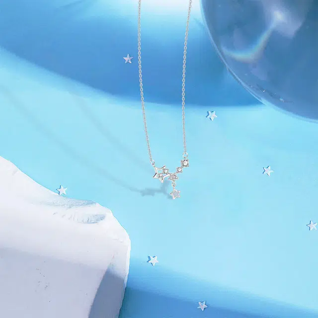 【纯银999】 赛菲尔 星月系列 设计小众经典百搭高级感日常精致简约时尚轻奢约会通勤温柔气质可调节锁骨链#好运 足银 项链 女款