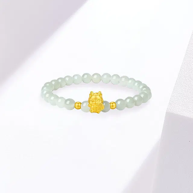 赛菲尔 国潮中式时尚 古典时尚造型 大气婉约活泼趣味 招财龙转运珠 足金 一口价 黄金手串 男款