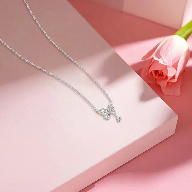 【纯银999】 赛菲尔 星光蝴蝶 小众设计经典百搭简约高级感精致轻奢极简约会通勤温柔气质可调节#好运 足银 项链 女款