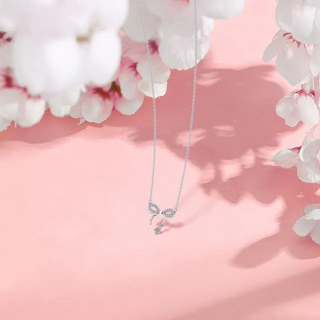 【纯银999】 赛菲尔 蝴蝶结 经典百搭小众设计精致高级感简约学生日常时尚轻奢约会通勤温柔气质可调节#好运 足银 项链 女款