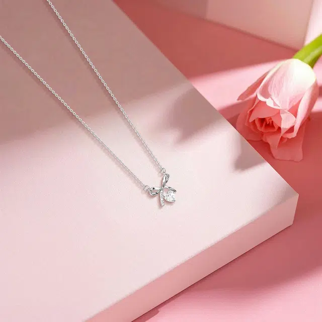 【纯银999】 赛菲尔 蝴蝶结 小众设计经典百搭高级感精致简约学生日常时尚轻奢约会通勤温柔气质可调节锁骨链#好运 足银 项链 女款
