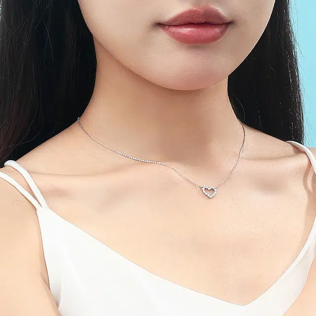 赛菲尔 心生烂漫 新中式森系小清新甜美可爱少女感心形防钻车花 铂金 项链 男女同款情侣款