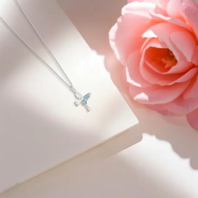 【纯银999】 赛菲尔 蝴蝶星光 经典百搭小众设计学生日常高级感简约精致轻奢转运约会通勤温柔气质可调节锁骨链#好运 足银 项链 女款