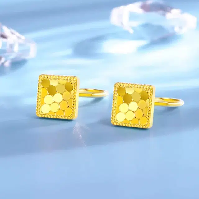 赛菲尔 蜂巢几何亮片耳饰 精致轻奢优雅饰品 足金 按克计价 黄金耳钉 女款