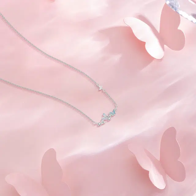 【纯银999】 赛菲尔 星光蝴蝶 小众设计经典百搭日常简约高级感精致轻奢极简通勤约会温柔气质可调节锁骨链#好运 足银 项链 女款