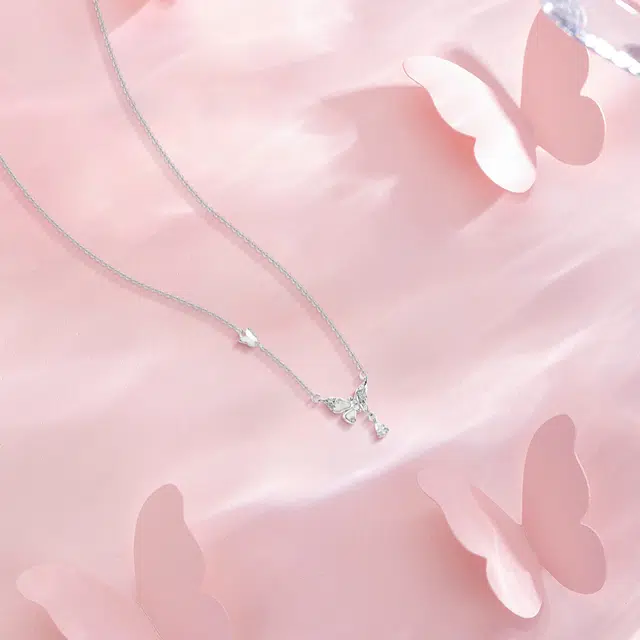 【纯银999 | 星光蝴蝶】 赛菲尔 经典百搭小众设计轻奢高级感精致简约时尚学生日常通勤约会气质温柔可调节锁骨链#好运 足银 项链 女款