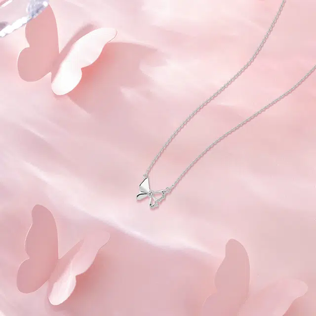 【纯银999】 赛菲尔 蝴蝶 经典百搭小众设计精致高级感简约轻奢时尚学生日常通勤约会温柔气质可调节锁骨链 足银 项链 女款