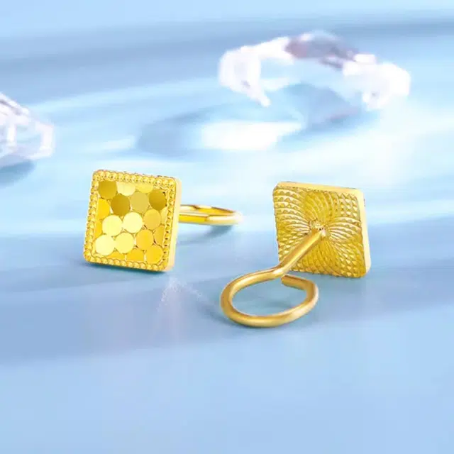 赛菲尔 蜂巢几何亮片耳饰 精致轻奢优雅饰品 足金 按克计价 黄金耳钉 女款