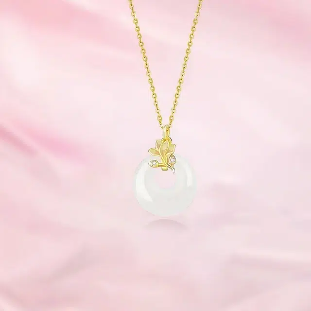 赛菲尔 莲花平安锁 新中式国风轻奢高级优雅 玉髓 玉石项链 男女同款情侣款