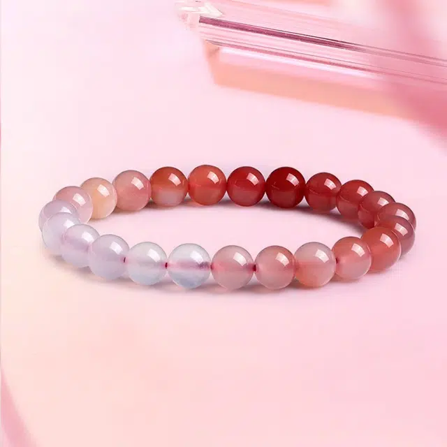 赛菲尔 福星高照渐变色手饰 新中式森系小清新变色樱桃红 玉髓 手串 女款