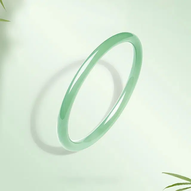赛菲尔 天竺青叮当玉镯 新中式冰透玉美人冷清细条 玉髓 玉石手镯 男女同款情侣款