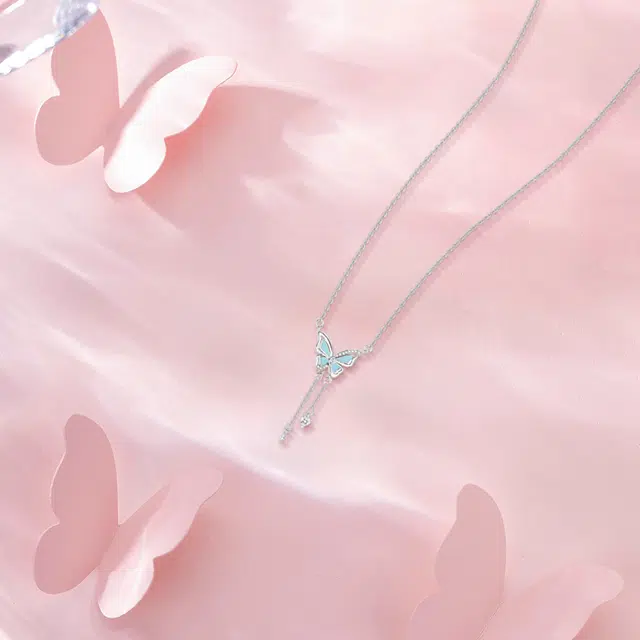 【纯银999】 赛菲尔 星光蝴蝶 小众设计百搭经典高级感学生日常精致简约轻奢转运约会通勤温柔气质可调节锁骨#好运 足银 项链 女款