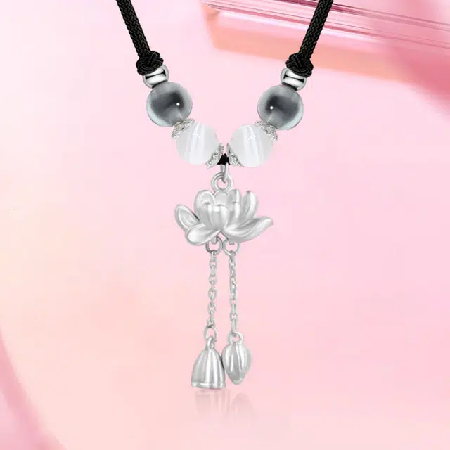赛菲尔 好运莲莲两世欢 新中式国潮民族风招财转运莲花编织绳 足银 项链 男女同款情侣款
