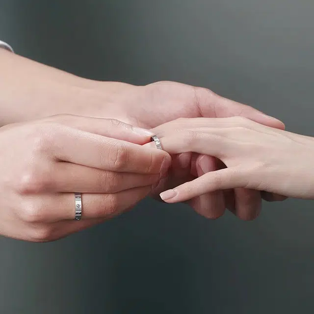 赛菲尔 月光对戒 圆点素圈 轻奢精致小众高级感 可调节 铂金 铂金戒指 男女同款情侣款