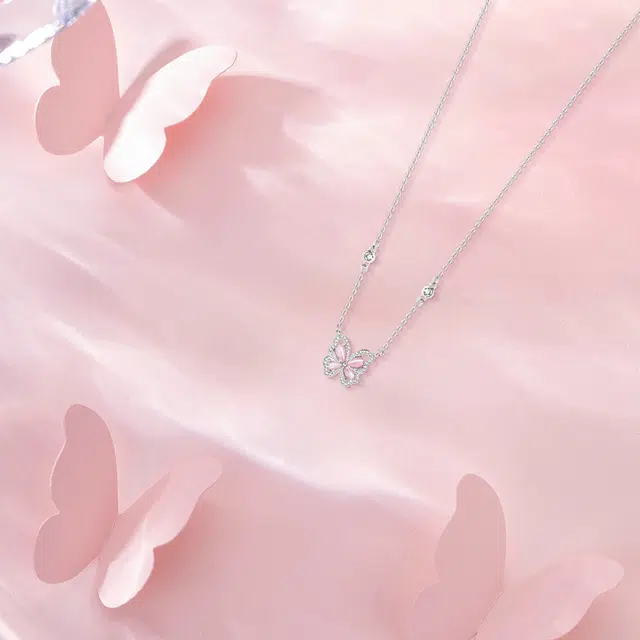 【纯银999】 赛菲尔 蝴蝶 经典百搭小众设计高级感日常简约精致轻奢转运约会通勤温柔气质可调节#好运 足银 项链 女款
