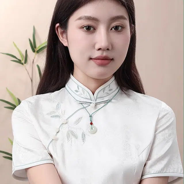 赛菲尔 招财进宝平安扣 新中式吉祥顺遂几何圆形安康吊坠精致时尚简约百搭 和田玉 项链 男女同款情侣款 青白玉