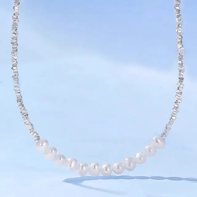 赛菲尔 碎银几两 新中式碎碎平安吉祥顺遂简约时尚 小众设计高级感 淡水珍珠 项链 男女同款情侣款