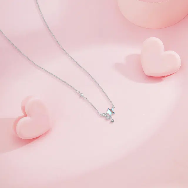 【纯银999】 赛菲尔 星月系列 小众设计经典百搭学生日常简约高级感精致轻奢转运约会通勤温柔气质可调节锁骨链#好运 足银 项链 女款