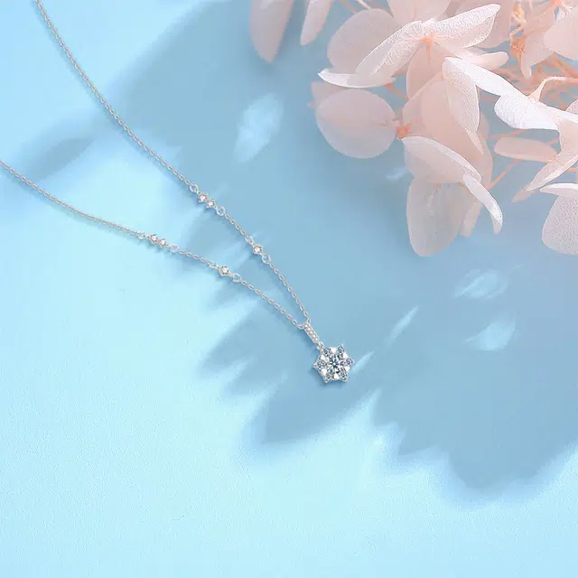 【纯银999】 赛菲尔 星光闪耀 小众设计百搭经典高级感学生日常精致简约轻奢平安约会通勤温柔气质可调节锁骨链 足银 项链 女款