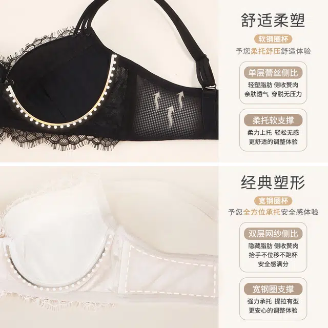 重璞 舒适调整型收副乳防下垂三排扣宽钢圈薄款全罩杯文胸 女款